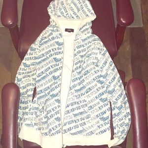 KR3W KREW - MENS MEDIUM BLUE WHITE ZIP UP HOODIE
